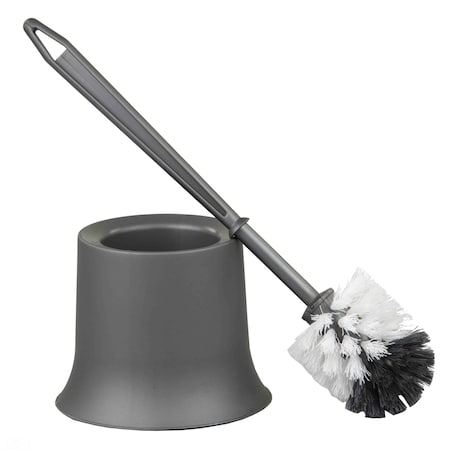 Home Basics Plastic Toilet Brush with Compact Holder, Grey TB45051